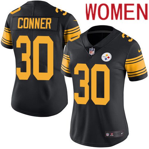 Women Pittsburgh Steelers #30 James Conner Nike Black Vapor Limited Rush NFL Jersey